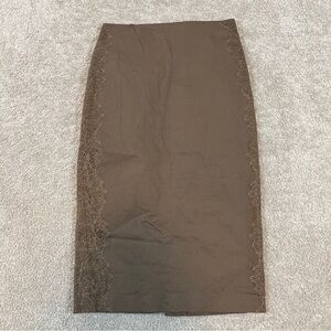 7th‎ Avenue New York & Co. Womens size 0 Pencilbrown lace panel slide skirt